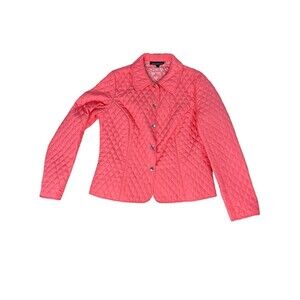 Briggs New York Peach Diamond Textured Long Sleeve Button Up Coat Size L